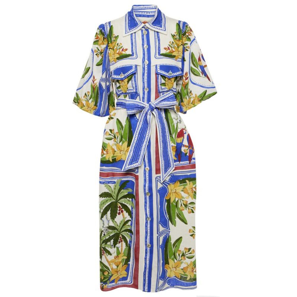 Farm Rio Womens Dress Tropical Destination Midi Dress XXS Off-White - NWT $280 - Picture 6 of 6